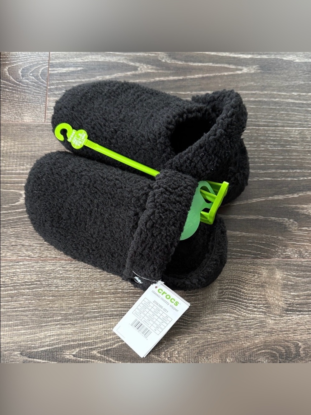 CROCS Black Fuzzy Slip-On Slippers